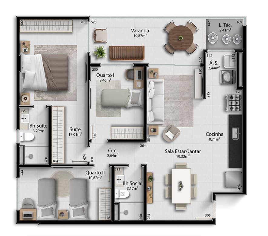 Colunas 5 e 6 - 100,07m²