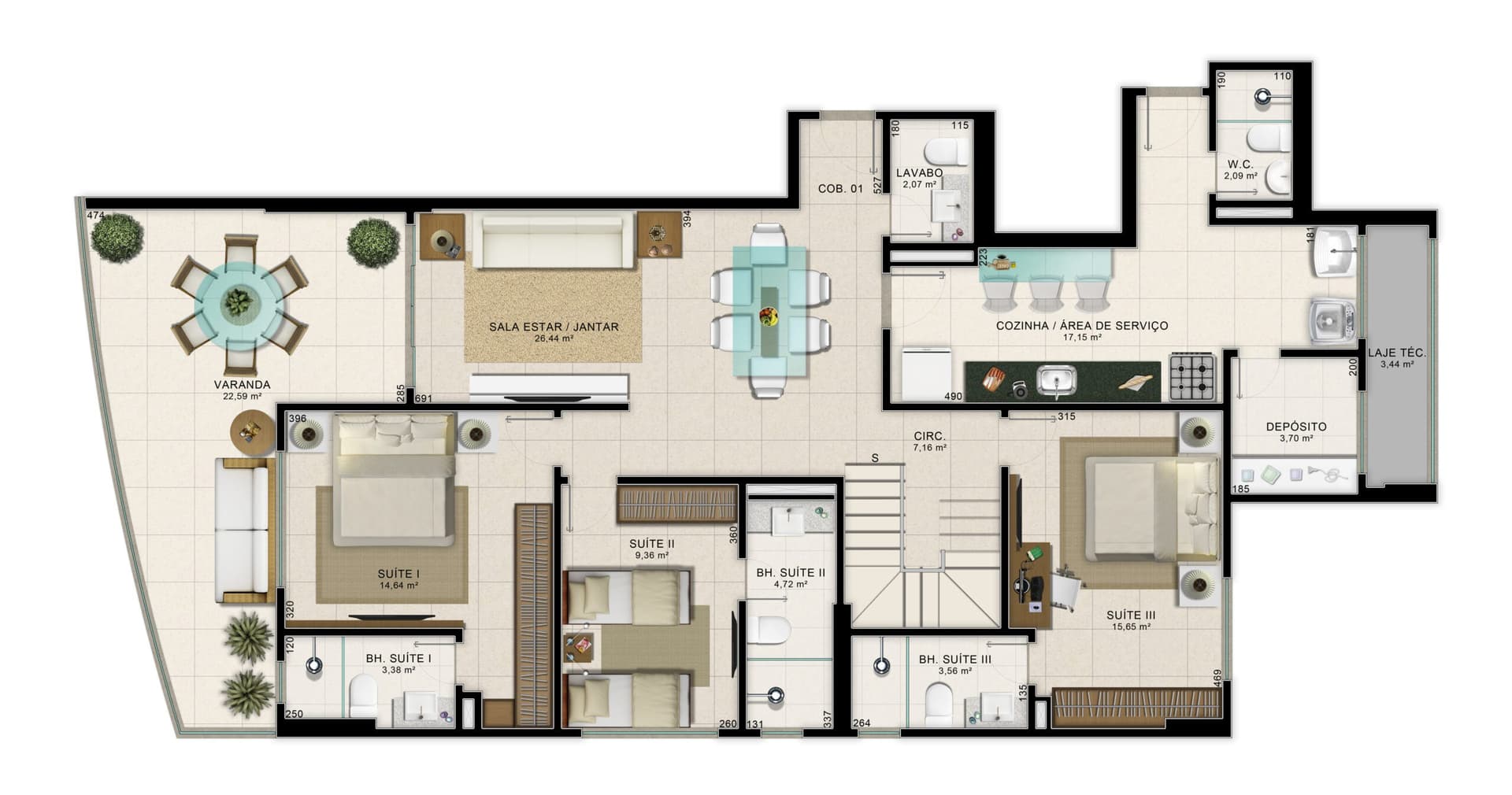 Cobertura 01 - 300,40m²