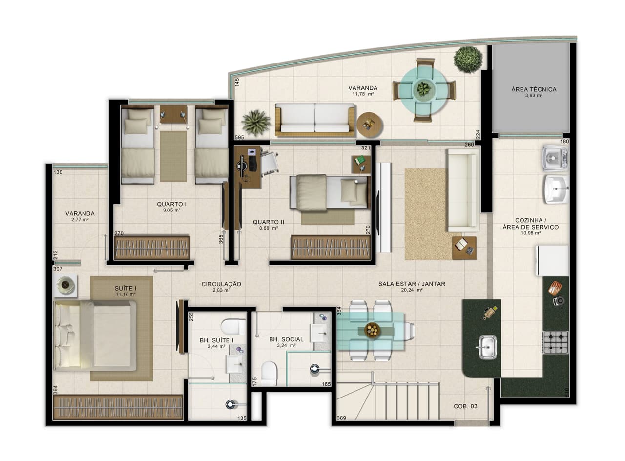 Cobertura 03 - 205,98m²