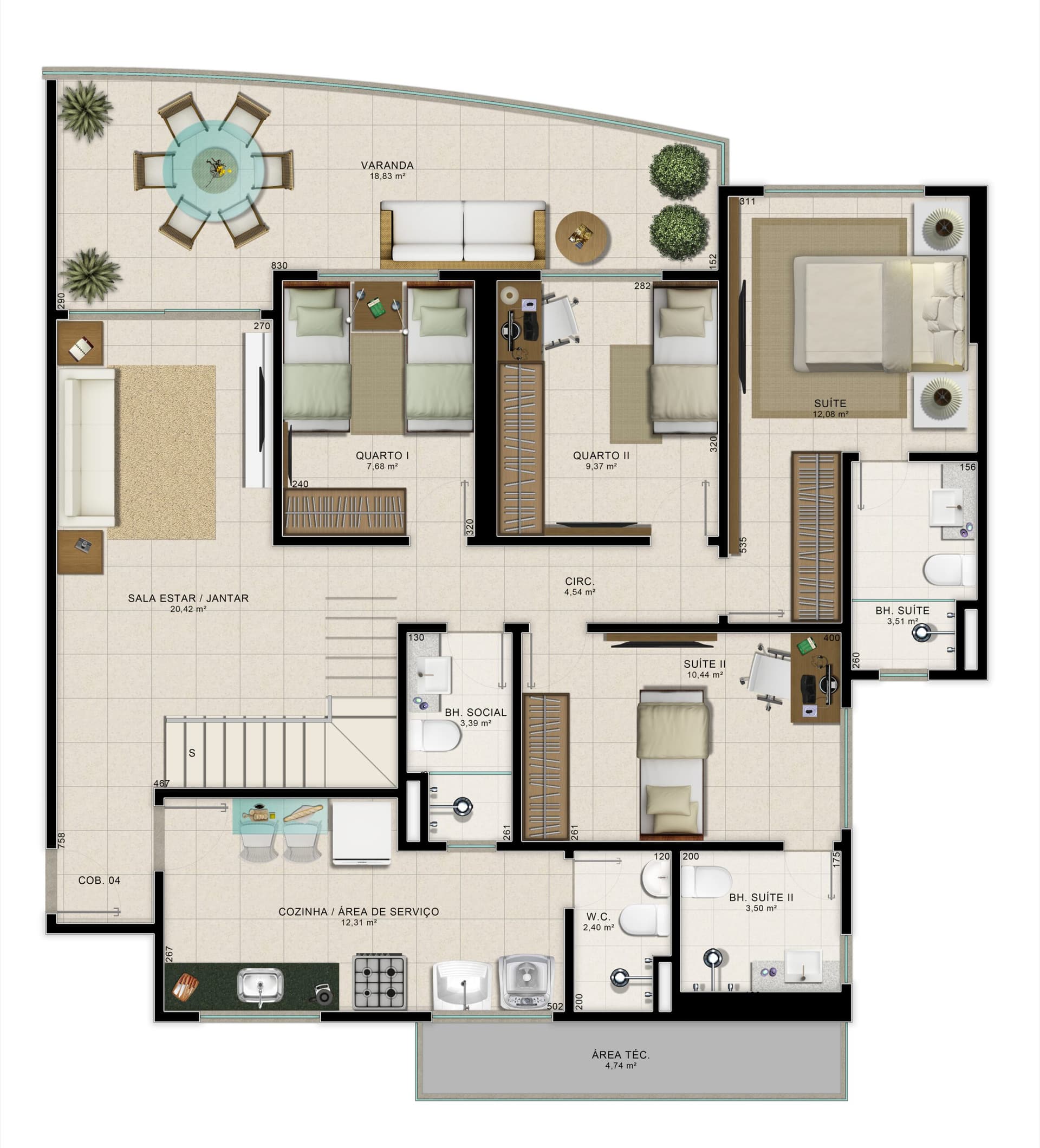 Cobertura 04 - 263,35m²