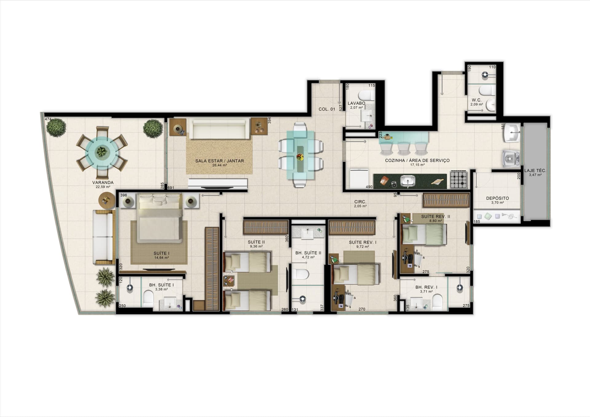 Coluna 01 - 152,18m² -